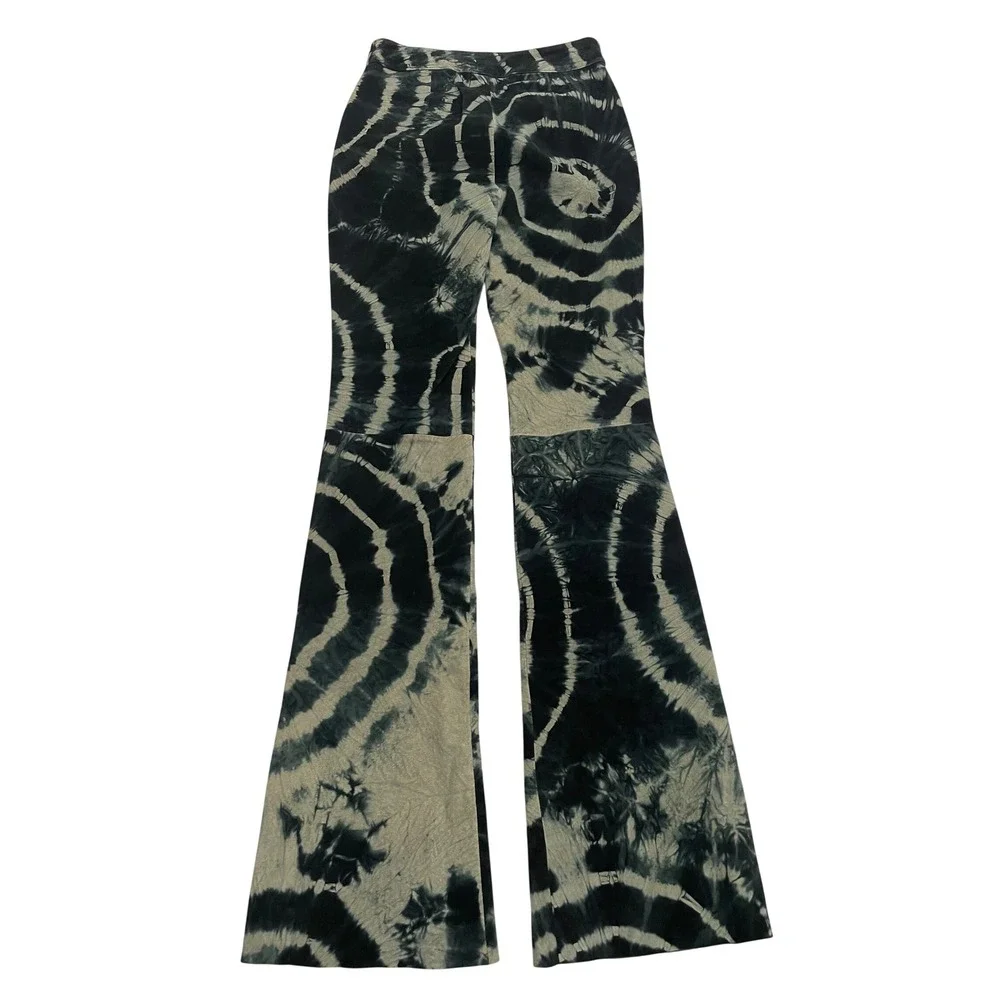 Vintage Wilsons Leather Maxima Flare Pants Womens 2 Black Tie Dye Bell Bottoms